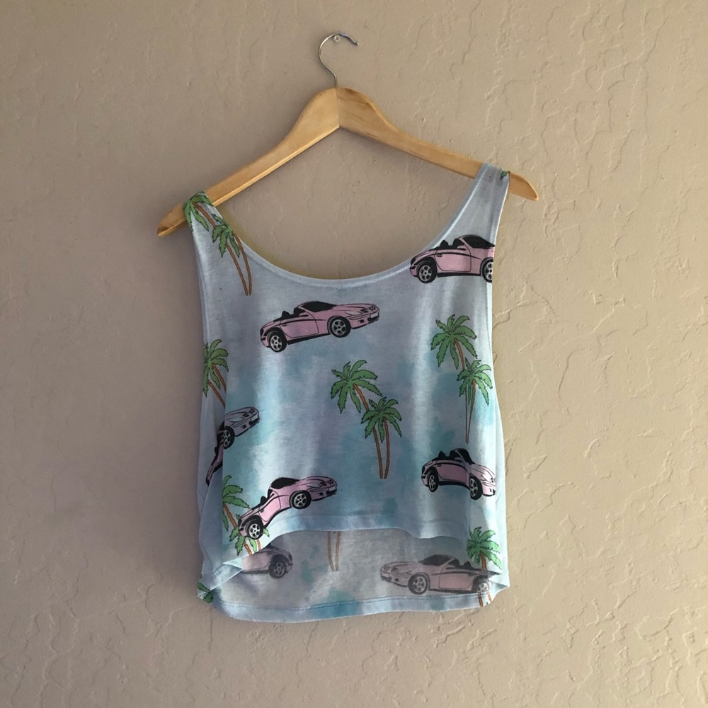 🌴SOLD - BLUE SUMMER SCENE MUSCLE TANK